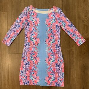 Lilly Pulitzer Boat Neck Dress, 3/4 Sleeves, Size Small